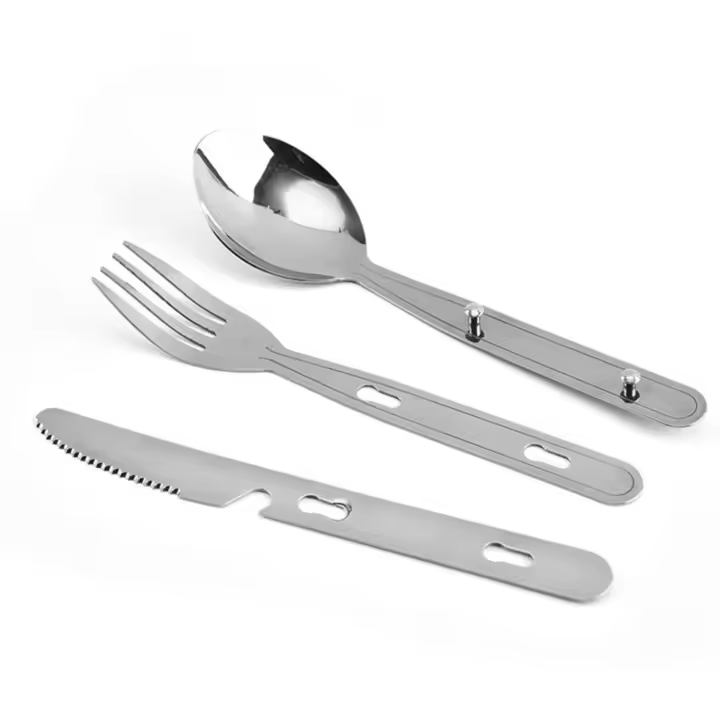 Entersports Set de Picnic Portátil de Cuchillos de Acero Inoxidable Utensilios de Camping Desechables y Reutilizables para Deportes y Exteriores - 1