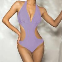 2023 sexy corte Trikini nuevo sólido Tre, escote en V profundo, espalda descubierta es un traje de baño Monokini para mujer Tre - details 26