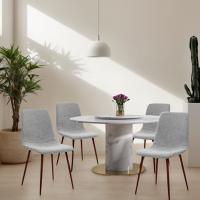 Juego de 4, Estilo Nórdico Vintage de Cuero Sintético con Patas de Metal, Sillas de Comedor para la Cocina, Sillones para el Salón, Color Marrón - details 10