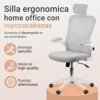 Silla de Oficina Ajustable y Reclinable Soporte Lumbar, Reposacabezas Ajustable, Plegable, Transpirable, Ruedas Giratorias 360° Soporta hasta 120kg - details 9