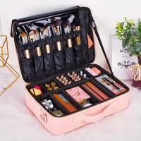 Estuche de cosméticos portátil de cuero PU, gran capacidad, bolsa de almacenamiento de maquillaje impermeable, caja de 1 unidad - details 0