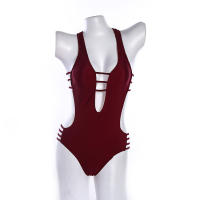 Traje de Baño de Tela Adhesiva de Una Pieza Floral Monokini sin Espalda de Corte Alto - details 11