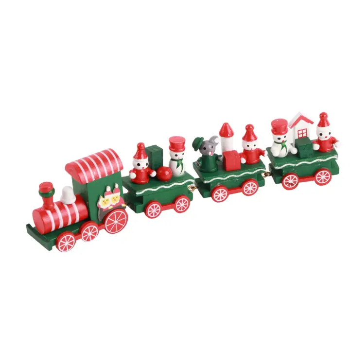 Lindo tren de Navidad con compartimento para coche, decoración navideña, adorno verde, regalo para niños - 1