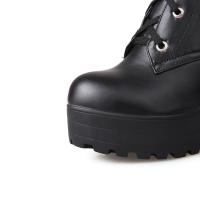 Botas altas de tacón grueso, plataforma impermeable para mujer, tacones altos, botas largas, con cordones, talla grande - details 24