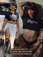 Body de malla con entrepierna abierta, lencería sexy transparente, estampado de calcetín de malla de nailon elástico - details 3