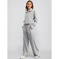 Conjunto casual de dos piezas para mujer: sudadera extragrande con media cremallera y pantalones deportivos de pierna ancha - details 32