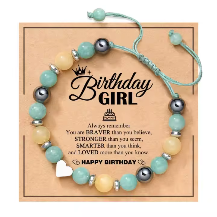 pulsera de piedra volcánica para hombre y mujer, brazalete de cuerda elástica, regalo para el Día del Padre, piedra lunar volcánica,Pulsera de regalo del Día de la Madre - 1
