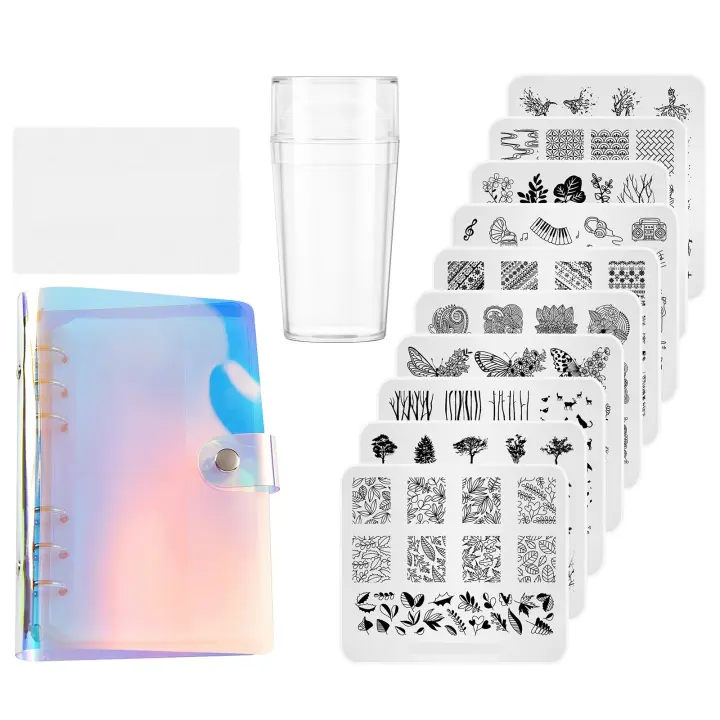 KADS-Kit de placas para estampado de uñas, estampador de uñas con 10 piezas, raspador y 1 bolsa de almacenamiento - 1