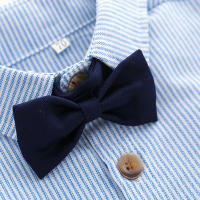 Traje de primavera y otoño para niños, estilo coreano, camisa de algodón a rayas multicolor con cuello vuelto para niños grandes, overoles para niños - details 7