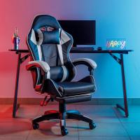 Gaming con Respaldo Ergonómico Inclinable y Altura Ajustable, Silla de Oficina con Soporte Lumbar, Acolchado y Reposapiés Extraíble, Negro, 58x66x114-124 cm - details 9