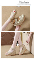 Sandalias de cuña con punta abierta para mujer, zapatos de plataforma con tira trasera, elegantes e informales - details 4
