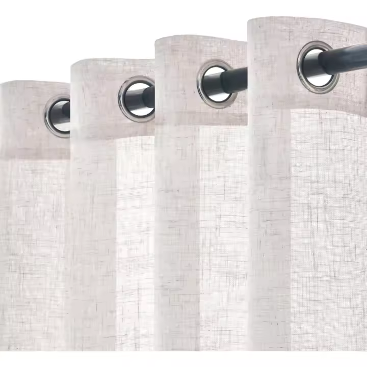 Cortinas de Lino Visillo Transparente con Ventanas Decoración Moderna para Sala de Estar, Dormitorio 2 Piezas, 140x245 cm, Blanco Blanqueado - 1