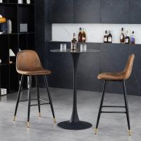 Taburete de Bar Industrial Vintage Altura de 72,5cm, Diseño de Resalto y Reposapiés, Tapizado de Gamuza, Marrón - details 7