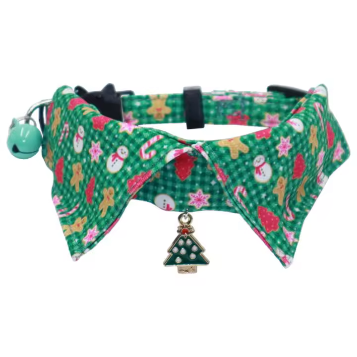 Lindo collar de Navidad de gatito con campana 18-28 cm/7,09-11,02 pulgadas Collar de lazo de Navidad de gatito ajustable creativo - 1