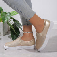 Mocasines de lentejuelas doradas brillantes para mujer, zapatillas de plataforma sin cordones de cuero Pu, zapatos planos antideslizantes informales para mujer, Otoño, 2024 - details 1