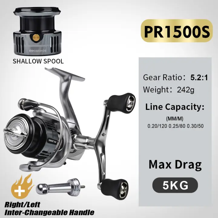 Carrete de pesca giratorio de doble agarre carrete de pesca ultrasuave de fundición larga 7 + 1BB para carpa agua dulce y salada con barra equilibradora - 1