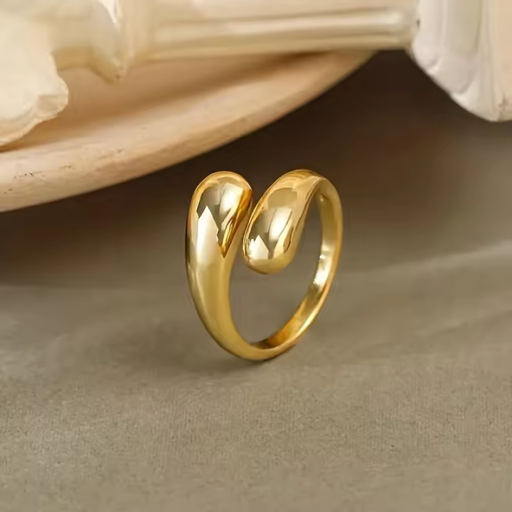 Bucle abierto con diseño de gotas de agua, joyería de dedo de estilo simple para regalos de fiesta informales diarios - 1