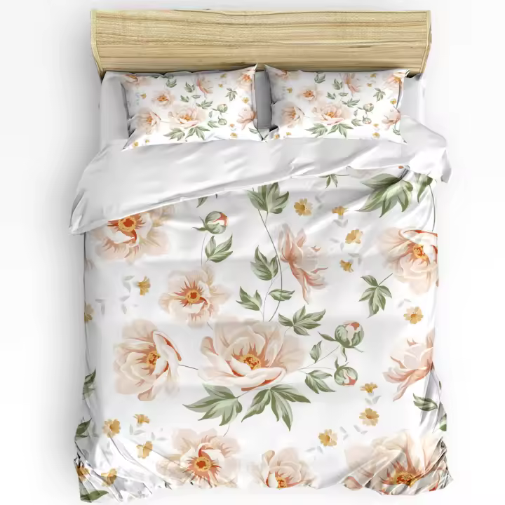Juego de cama con funda de almohada para parejas, edredón personalizado, funda de edredón, textiles para el hogar, 3 piezas - 1