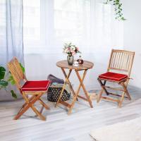 Set de Bistró con 3 Piezas Plegables, Mesa y Sillas Terraza de Madera de Acacia con 2 Cojines Acolchados Extraíbles, Muebles de Exterior para Patio Jardín Veranda Balcón (Rojo) - details 6