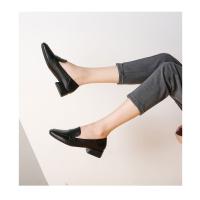 Cabeza cuadrada boca poco profunda, tacón grueso, suela suave, mocasines de aumento de altura, interior para mujer - details 9