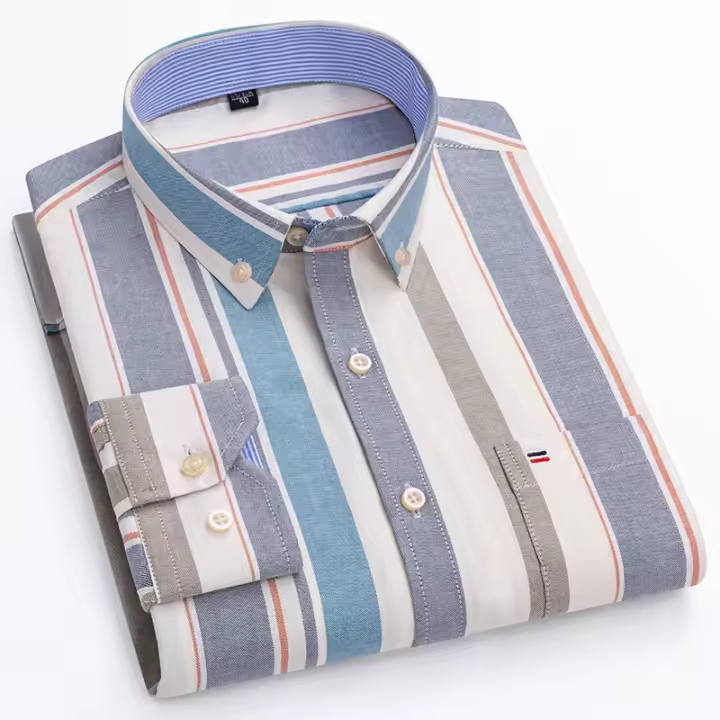 Camisas Oxford 100% algodón para hombre, nueva gran oferta, ropa informal de manga larga a rayas con botones suaves a cuadros, ropa Formal para hombre de talla grande 7XL 6XL - 1