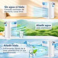 Enfriador de aire USB pequeño, mini enfriador de aire, aire acondicionado personal de 3 velocidades, 700 ml, tanque de agua grande - details 1