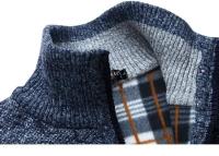 Chaqueta de Punto para Hombres en Invierno Cuello Abierto, Manga Larga, Forro de Lana, Ropa Casual de Color Sólido - details 9