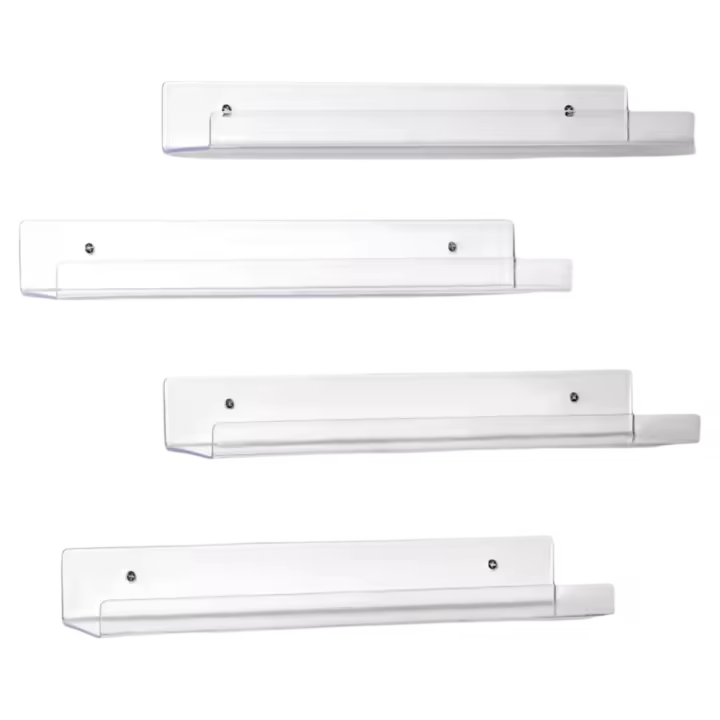 Pack de 4 Estantes Flotantes Acrílicos Transparentes Decorativas de Pared 38cm - 1