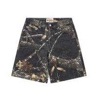 Pantalones capri para hombre con diamantes cortados en llamas de moda superior en 2025, pantalones vaqueros casuales de hip-hop para parejas, pantalones cortos lavados de calle americana para deportes de verano al aire libre - details 0