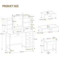 Espejo HD con Luces LED Ajustables Moderno, Blanco-Dorado, 5 Cajones y 10 Compartimentos, Enchufable y USB - details 5