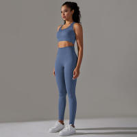Hamidou-Conjunto de Yoga sin costuras para mujer, ropa deportiva para gimnasio, sujetador de entrenamiento, mallas de cintura alta para correr, traje para Fitness - details 1