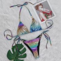 Conjunto de Bikini de Nylon de Ajuste Ajustado Diseño de Estampado de Serpiente Brillante - details 5