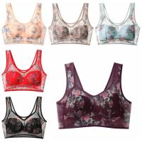 Sujetador para dormir con realce de encaje y flores para mujer, ropa interior transparente de talla grande con estampado Floral, chaleco con banda ancha, camiseta sin mangas, sujetador para ancianos - details 1
