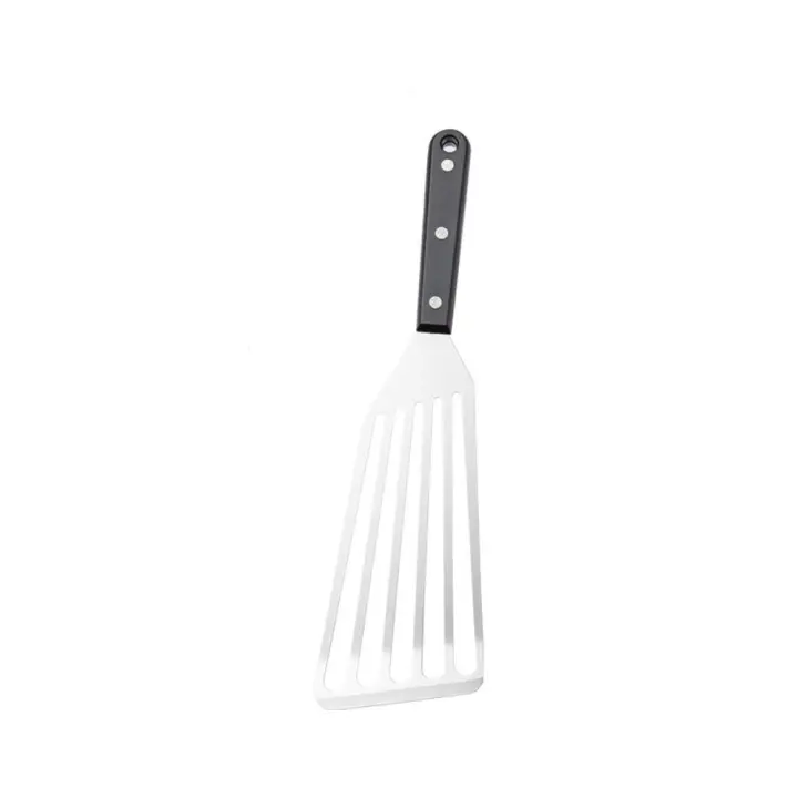 Utensilios de cocina, espátula para pescado de acero inoxidable ranurada con mango de ABS/madera, afinador de carne, pala para freír hueca, huevo - 1