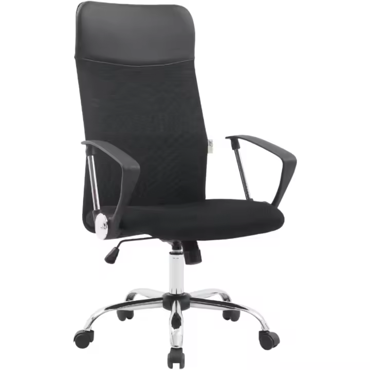 Silla de oficina cómoda, ergonómica, sillón, de director, silla de escritorio en tejido de malla negra, con soporte lumbar, direccional con ruedas - 1