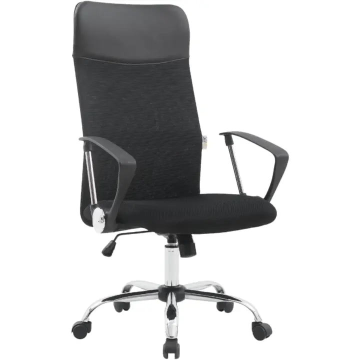 Silla de oficina cómoda, ergonómica, sillón, de director, silla de escritorio en tejido de malla negra, con soporte lumbar, direccional con ruedas - 1