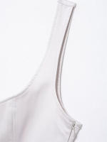 Mini correa SS con cinturón de moda para mujer estilo cuello cuadrado - details 5