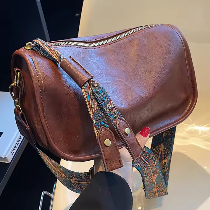 Bolso de Hombre Vintage para Mujeres Estilo de Lujo Bolso Cruzado de Cuero PU Estilo Mensajero Para Damas Bolso de Mano - 1