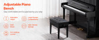 SucceBuy Banco de piano de 22" x 13" x 19.3", altura ajustable de 19.3"-22.8", cojín acolchado, almacenamiento para libros de música - details 0
