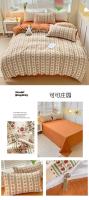 Juego de cama: Sábana ajustable de algodón lavado puro de cuatro piezas, funda de edredón, juego de tres piezas de cama individual para dormitorio de estudiantes: Sábana, funda, - details 21