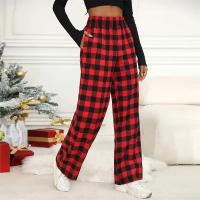 Pantalones de pijama de Navidad para mujer, pantalones con estampado a cuadros de otoño e invierno, pantalones rojos, pantalones casuales de pierna ancha a la moda, ropa de calle - details 1