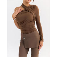 Venta de camiseta básica de manga larga Off-ulder, nueva camiseta Sexy con cuello Halter, moda para mujer, chica caliente - details 3