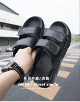 Nueva ropa exterior sandalias de una palabra Velcro zapatos de playa de cuero de suela blanda con suela plana hombres - details 1