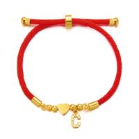 Pulsera de Corazón Inicial A-Z de Acero Inoxidable Color Oro Joyería de Encanto de Cuerda Ajustable de Rojo de la Suerte para Mujeres Regalo de Joyería - details 6