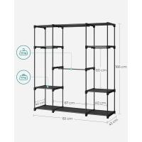 Armario de Ropa de Gran Capacidad Perchero Burro Ropa, 43 x 151 x 166 cm, 4 Secciones para Colgar, con Compartimentos Ideal para Dormitorio, Salón, Lavandería - details 6