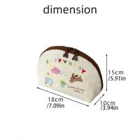 Bolsa de cosméticos con bordado de dibujos animados, bolsa de maquillaje de nailon con animales de tela, bolsa de almacenamiento portátil ligera para el cuidado de la piel, almacenamiento de lápiz labial - details 0