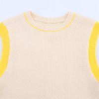 PB & ZA 2025, tops de punto simples y versátiles informales con cuello redondo sin mangas de color contrastante, novedad de verano, ropa para mujer - details 9