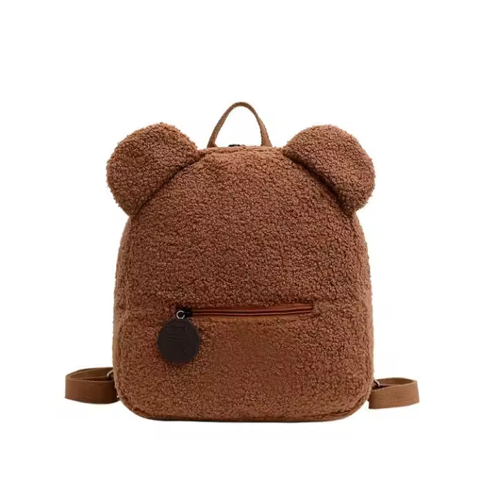 Mochila de felpa, bolso de mujer, nueva versión coreana, súper linda mochila con orejas de oso, mochila para niñas, bolso padre-hijo. - 1