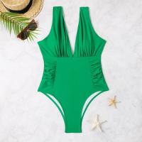 Traje de baño de una pieza para mujer, bañador Sexy con escote en V profundo, Color sólido, multicolor, ajustado, 2024 - details 9