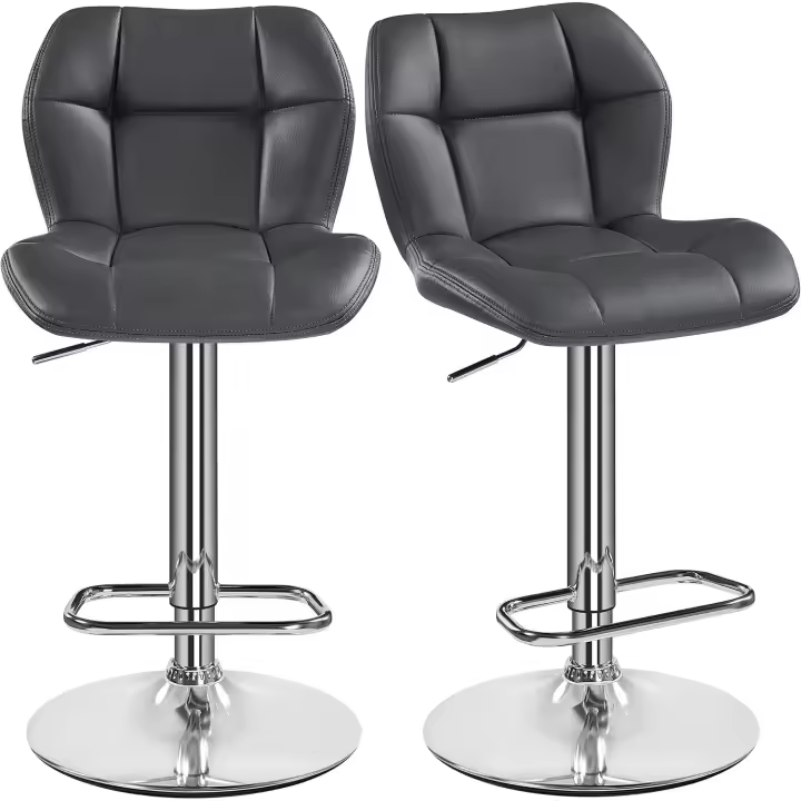 Juego de 2 Taburetes de Metal Ajustables para Cocina Altura de 89-111 cm Diseño Industrial Blanco - 1